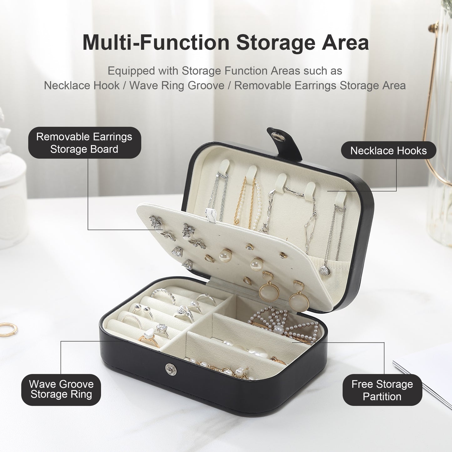 Portable Jewelry Box for Women Girls Double Layer Display Storage Organizer Earrings Ring Necklace Leather Travel Jewelry Case