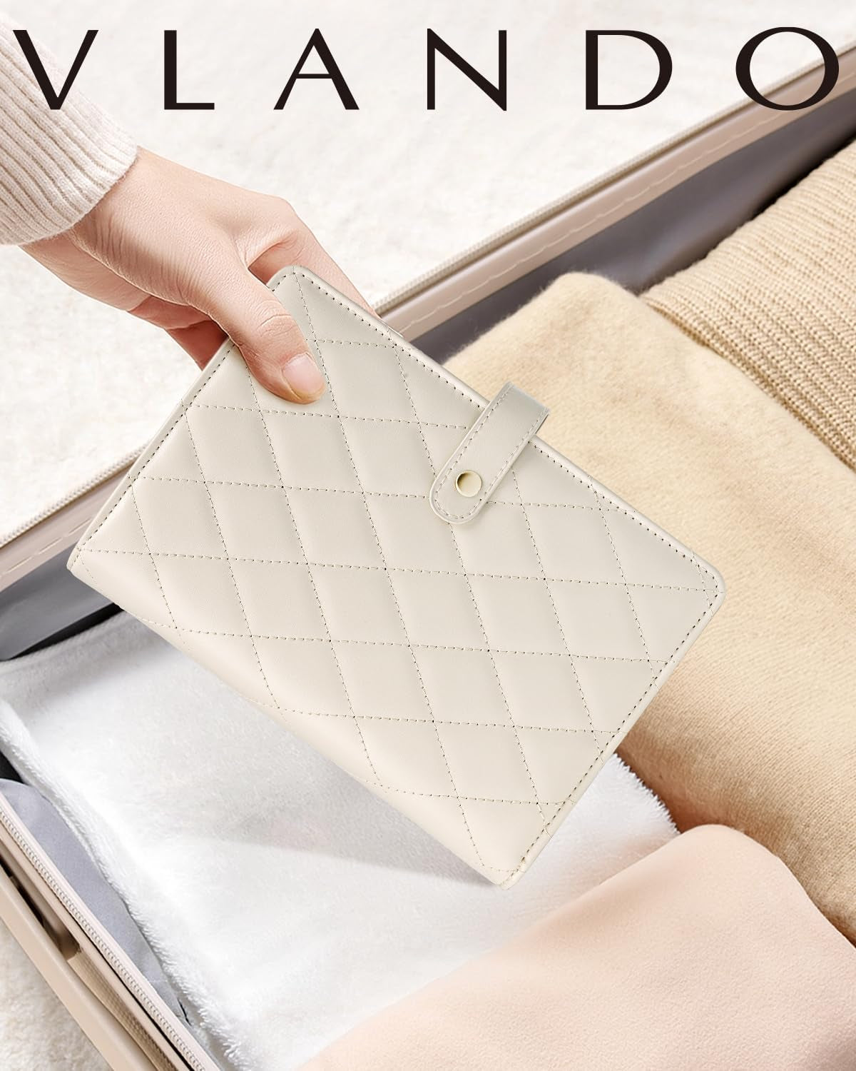 Travel Jewelry Organizer Case, Jewelry Storage Book Ring Binder with Clear Zipper Velvet Jewelry Pouches Bags for Rings,Necklace,Earrings,Valentines Day Gifts for Her-Cream White