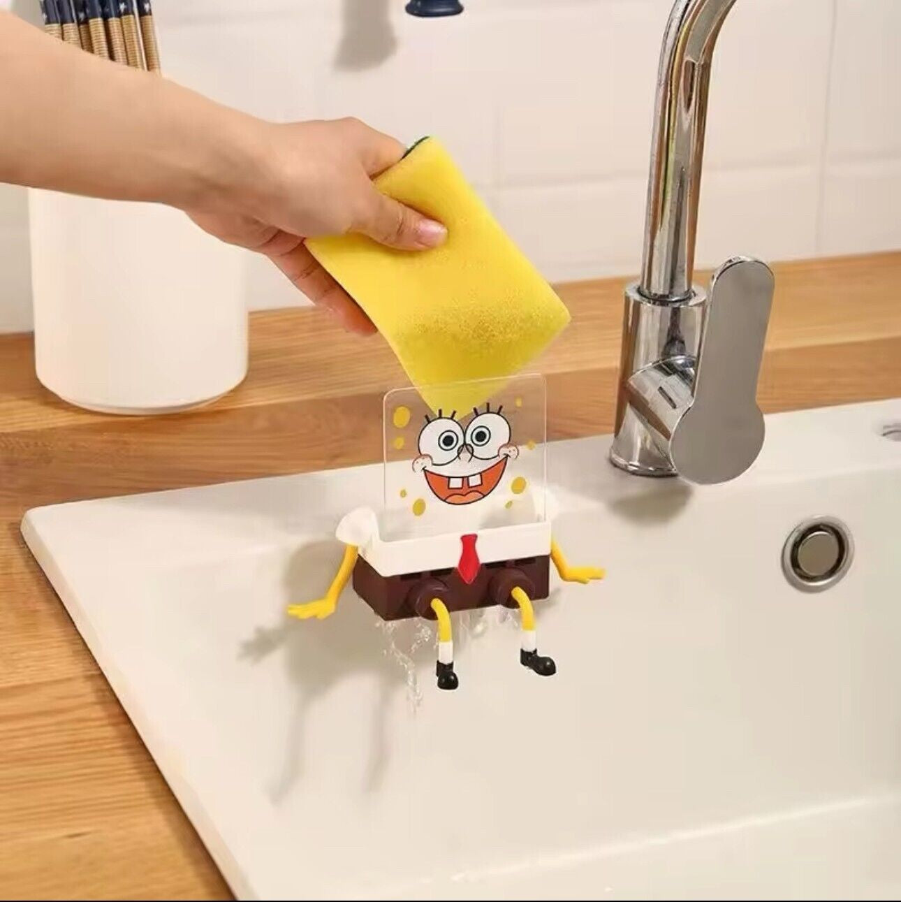 Sink Holder Spongebob with Sponge Kitchen Organizer Storage Drain Rack Holder