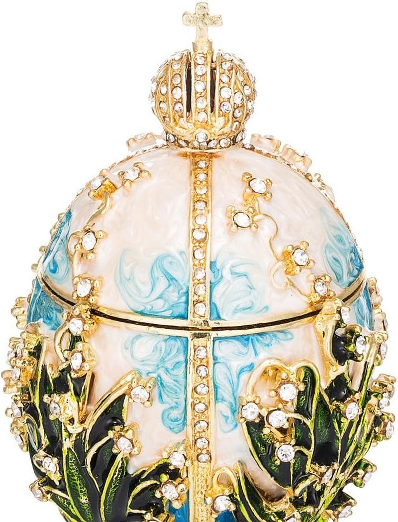 Hand Painted Easter Egg Style Decorative Enameled Trinket Box Unique Gift for Family