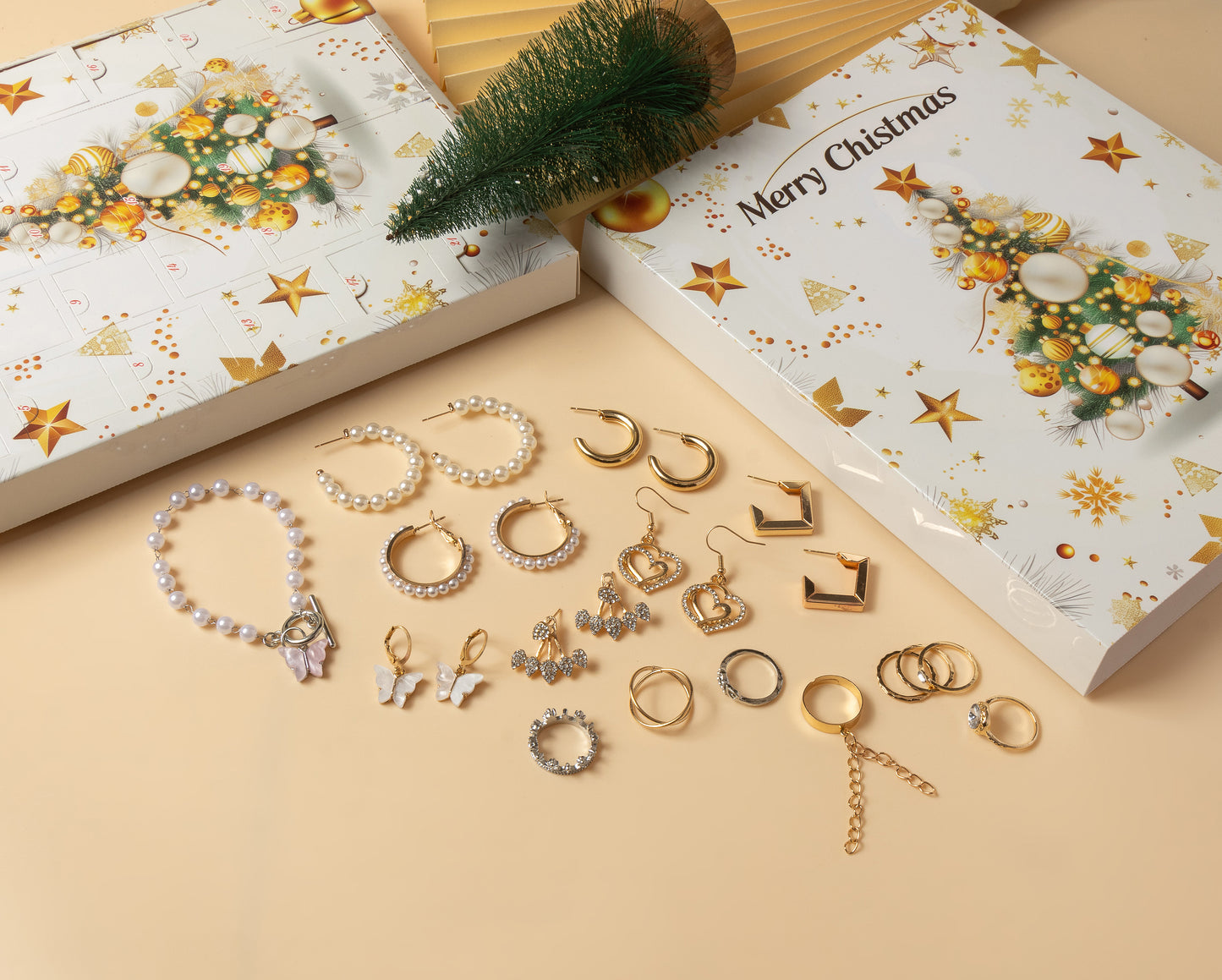 Jewelry Advent 24 Day Countdown To Christmas Calendar Fashion Bracelet Necklace Earring Rings For Adult Women & Teen Girls