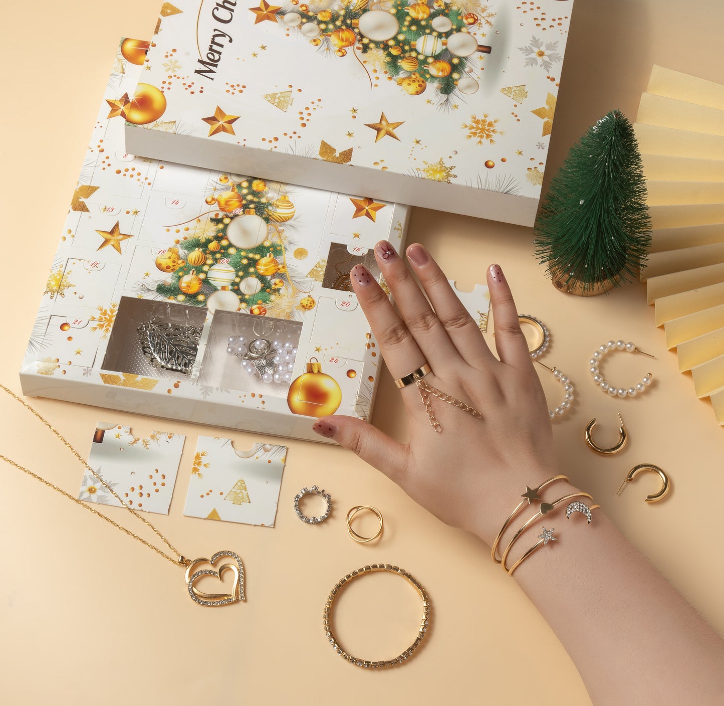 Jewelry Advent 24 Day Countdown To Christmas Calendar Fashion Bracelet Necklace Earring Rings For Adult Women & Teen Girls