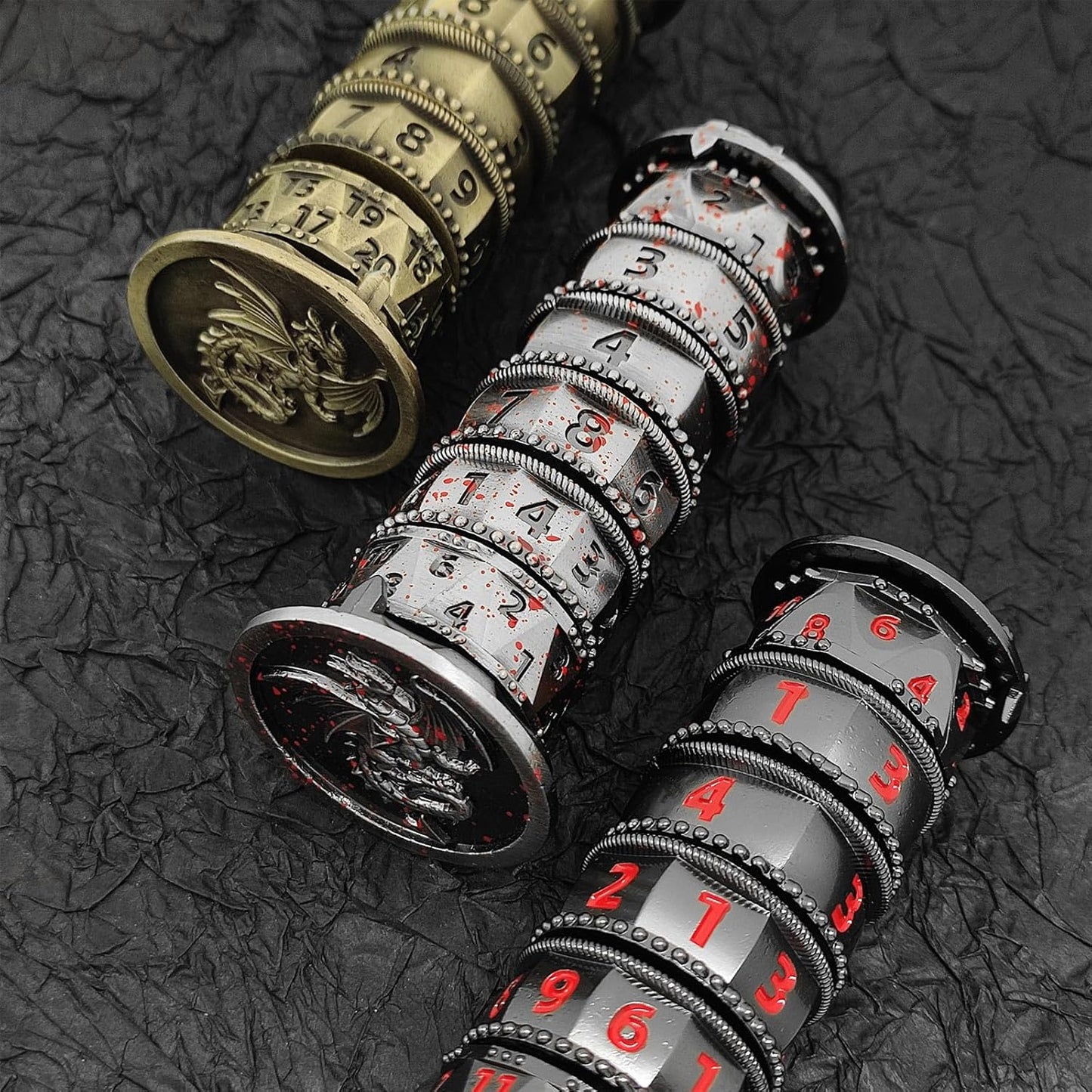 Pagoda Dice Spinner for Dungeons and Dragons,Metal D&D Unique Roulette Dice,D4 D6 D8 D10 D12 D20 D% for Dungeons and Dragons DND Gifts RPG Role Playing Gaming Dice(Blood)