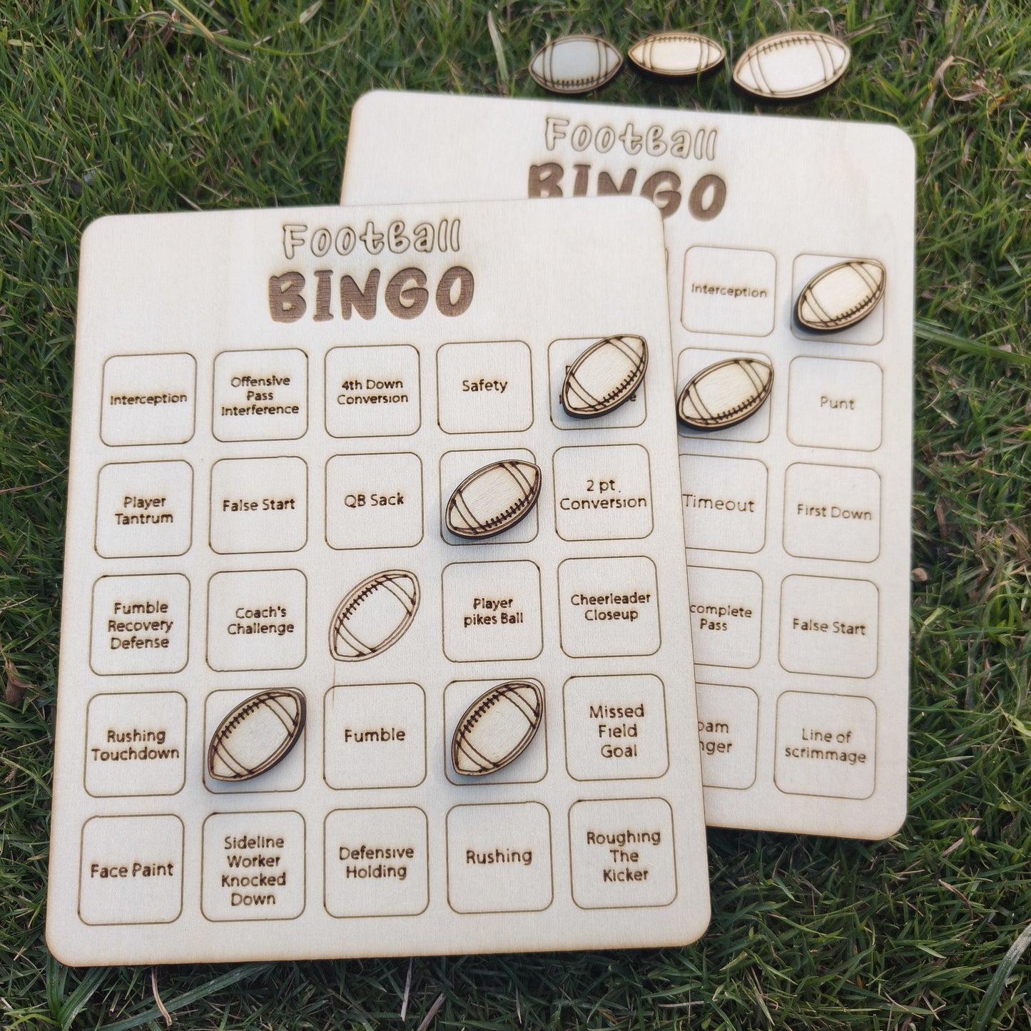 Football Bingo Game, Wooden Football-Themed Bingo Game, Tic-Tac-Toe Board Game, Sports Bingo, Cards Family Night Wood Gift for Adults,