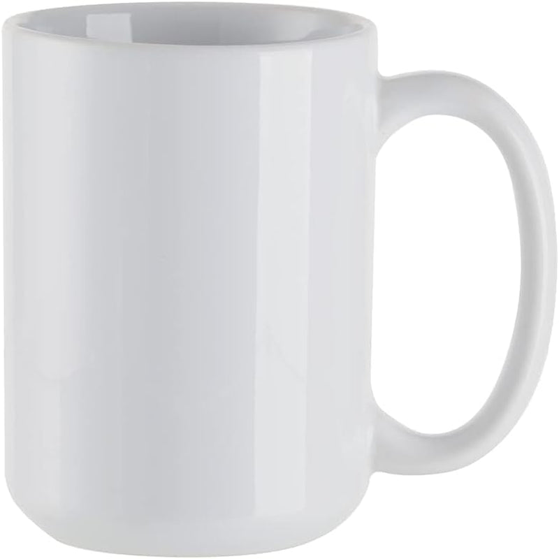 15 OZ Sublimation Coffee Mugs Ceramic White-Sublimation Blanks Photo Mugs Cups Bulk-Perfect for Easy Cricut Mug Heat Press Crafting-Individually Packaged Set of 6