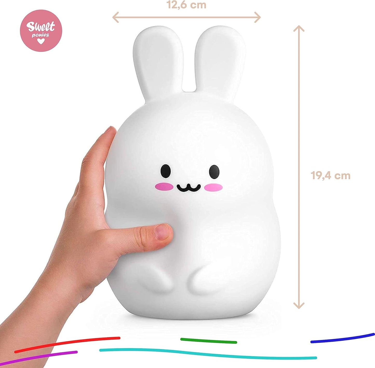(4.8ā X 4.8ā X 7.4ā; 11.6 Oz Rabbit LED Light Gift for Rabbit Lovers, Women, & Girls ā Battery Operated (1.6 W) Table, Desk, & Bedside Lamp Both Color Changing & Wrapped in Gift Packagel