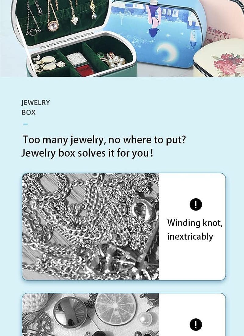 Jewelry Box Travel Jewelry Storage Box Mini Portable Ring Earring Necklace Jewelry Box Retro Green Jewelry Box Ladies Gift Box
