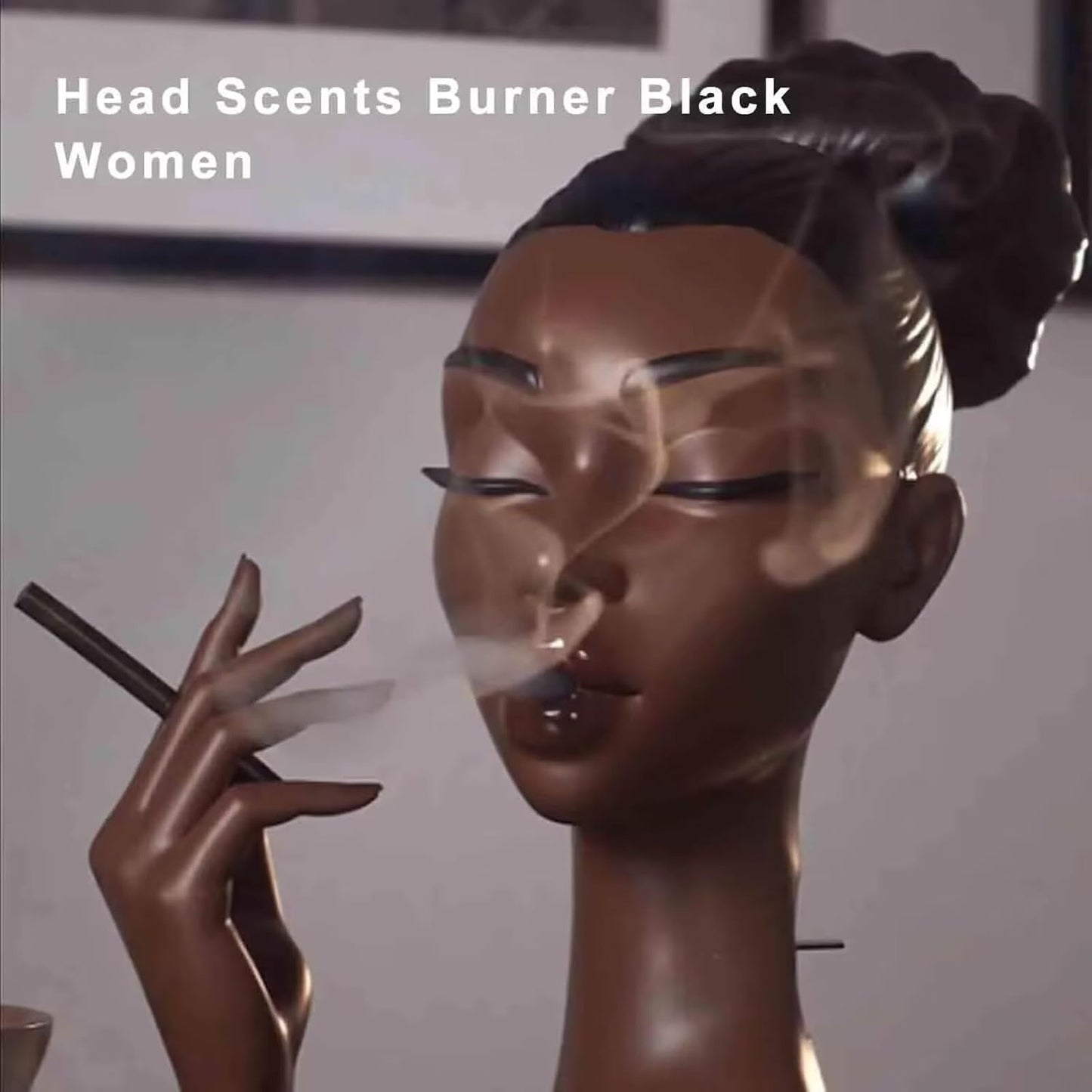 Headscents Black Woman Incense Burner - Solange Design, Headscents Waterfall Incense Holder, Face Head Room Decor, for Home Decor and Relaxation (HH01-2)