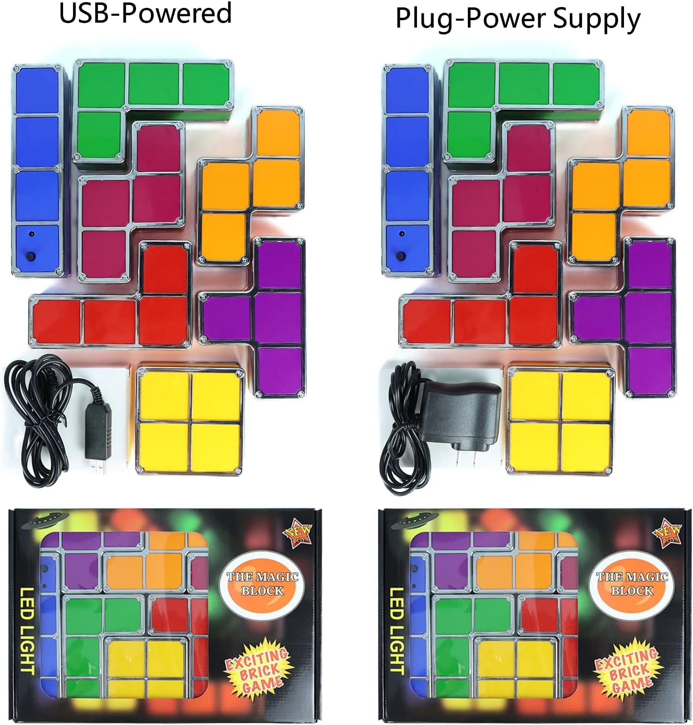 Night Light for Kids, Stackable LED 7 Colors 3D Puzzles Night Light Induction Interlocking Desk Lamp, DIY Tangram Light Blocks Puzzles Lamp for Kids Teens Bedroom (US Plug)