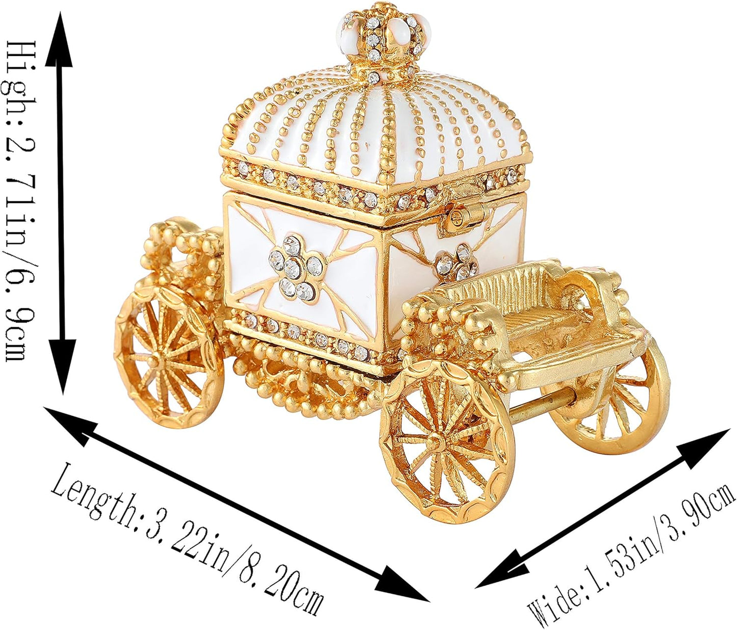 Enameled Royal Carriage Style Trinket Box Hinged, Unique Gift for Family