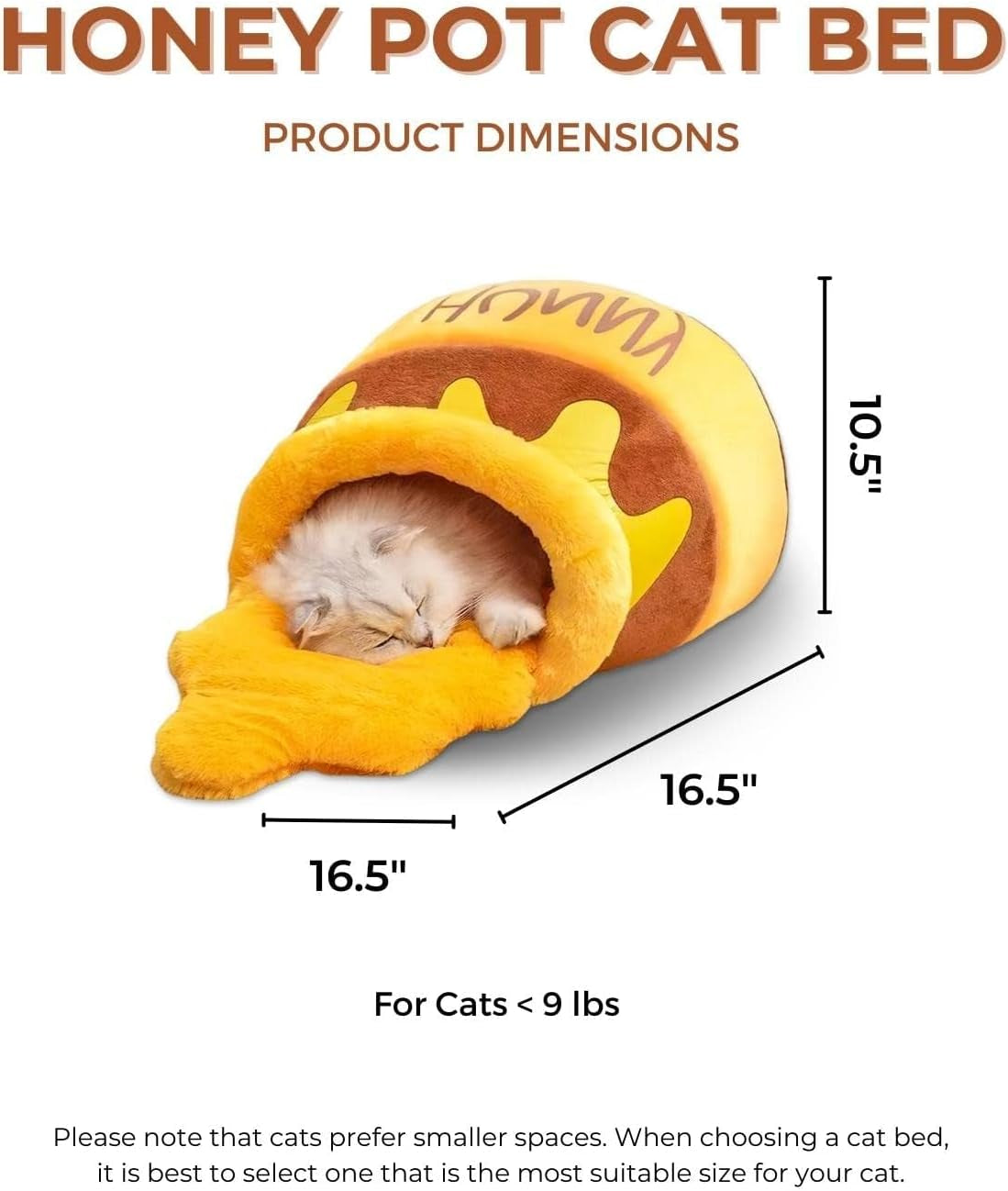 Honey Pot Cat Bed - Comfortable Memory Foam Pet Furniture with Removable Cushion - Stylish and Washable Cat Bed for Small Cats and Breeds