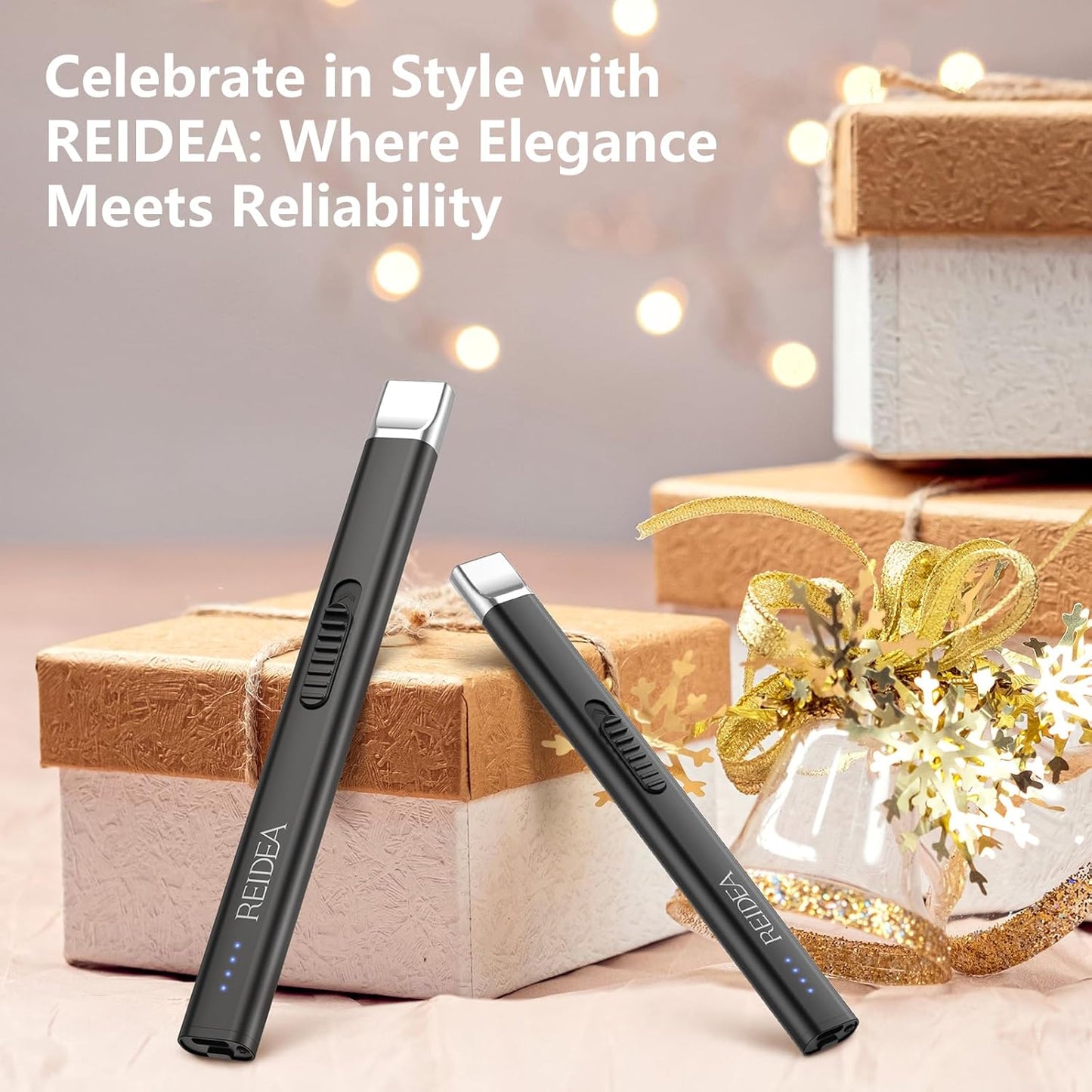 Electric Lighter Candle Lighter, Windproof Flameless USB Rechargeable Arc Retractable Lighter with Safe Button and Power Indicator for Candle, BBQ and Fireworks, R1 Flat, Obsidian Black