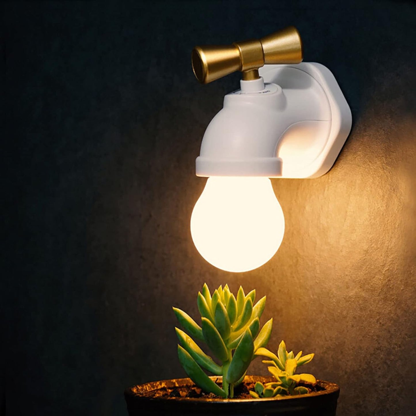 Faucet LED Night Light,Usb Charging Voice Control Sensor Creative Bedside Table Lamp Corridor Porch Staircase Wall Lamp,Black