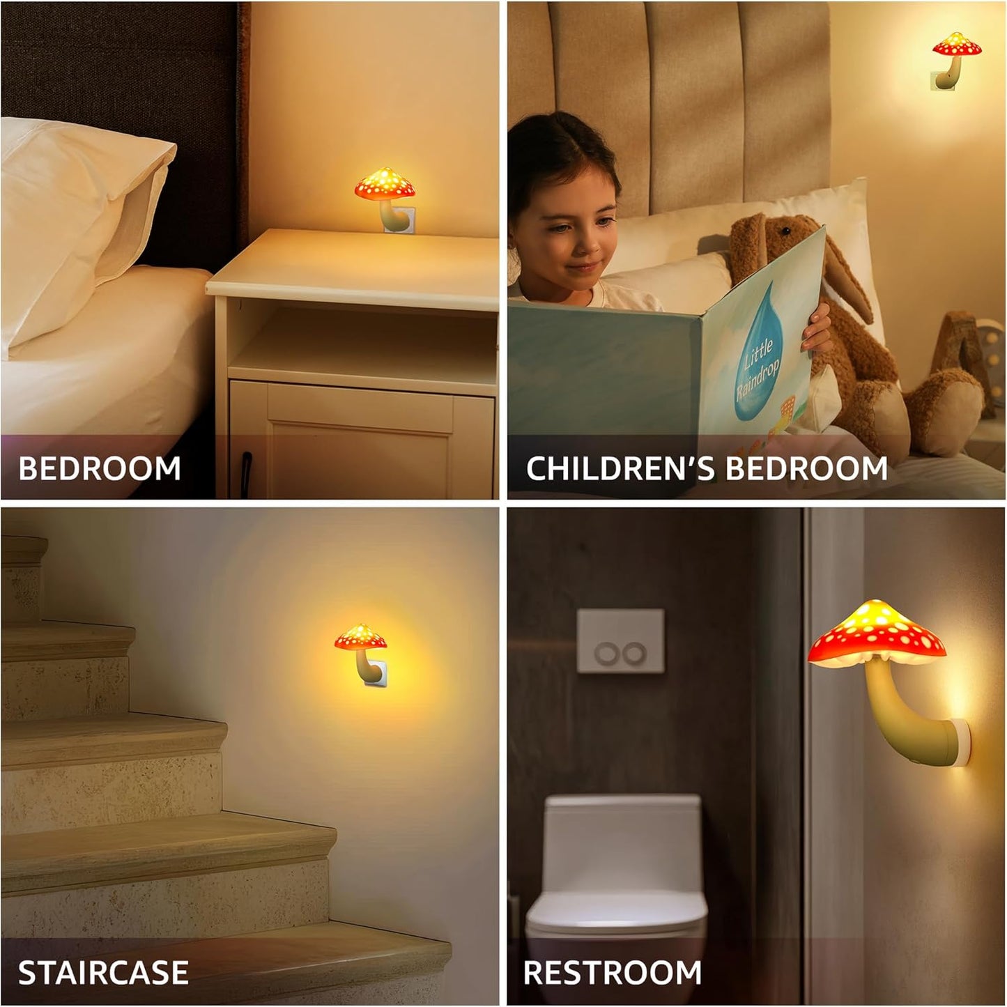 Mushroom Night Light Plug in - Manual Color Changing LED Mushroom Nightlight Wall Lamp - Whimsical Cute Red Fairy Unique Fun Cool Weird Hippie Shroom Stuff Ambient Decor Nursery Bed Gift Kids Adult