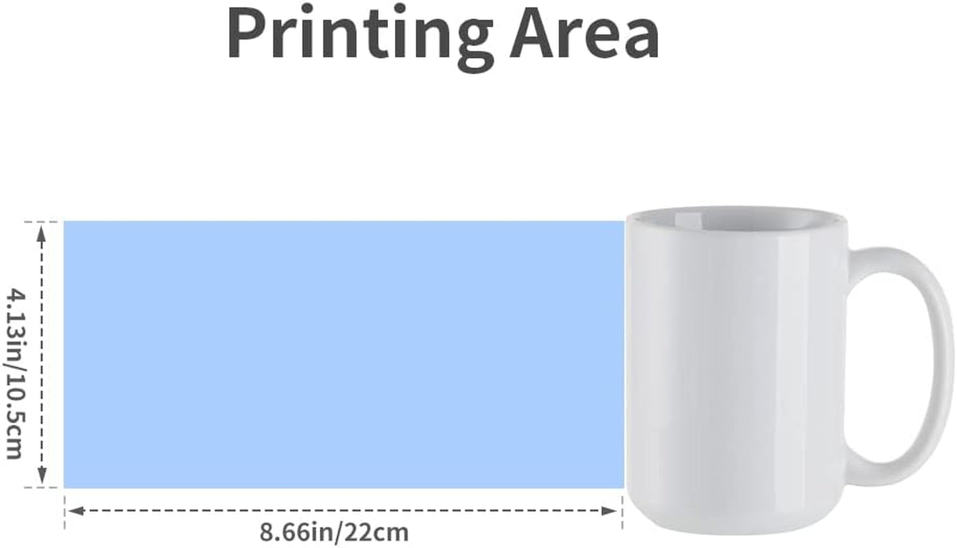 15 OZ Sublimation Coffee Mugs Ceramic White-Sublimation Blanks Photo Mugs Cups Bulk-Perfect for Easy Cricut Mug Heat Press Crafting-Individually Packaged Set of 6