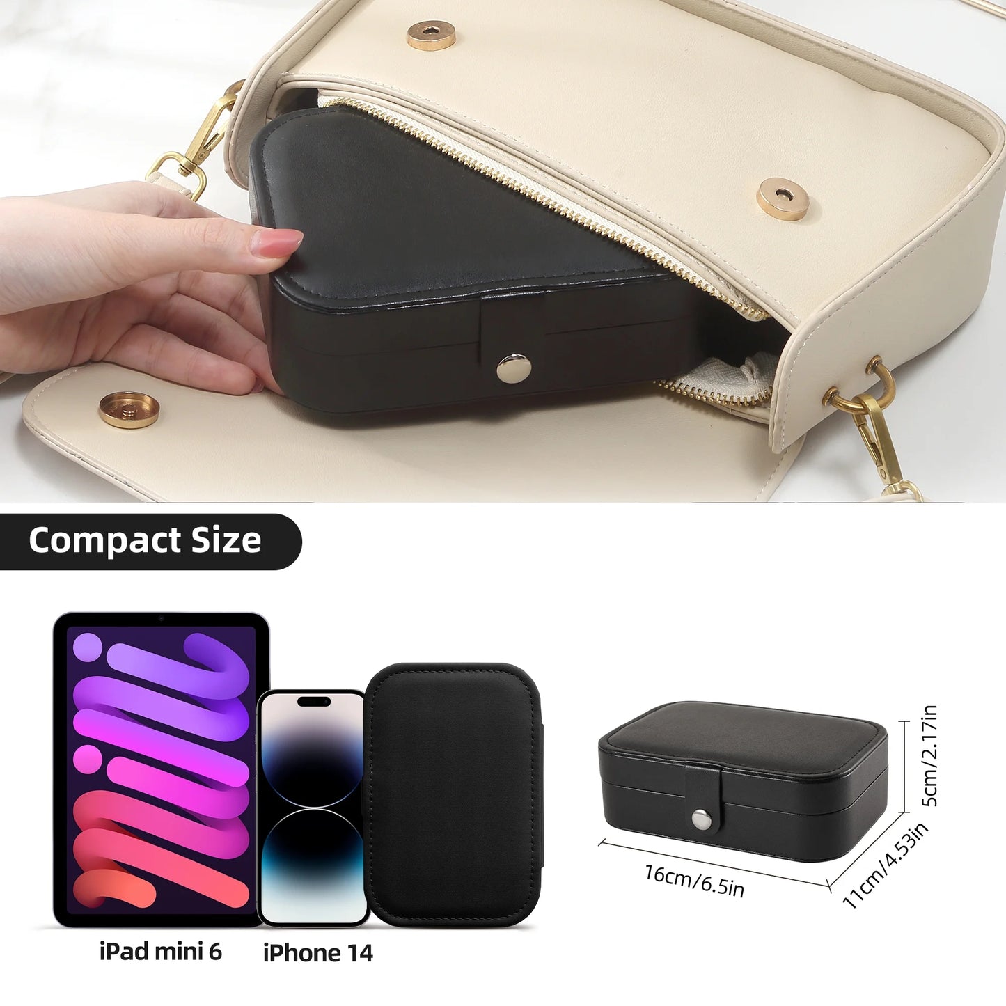 Portable Jewelry Box for Women Girls Double Layer Display Storage Organizer Earrings Ring Necklace Leather Travel Jewelry Case