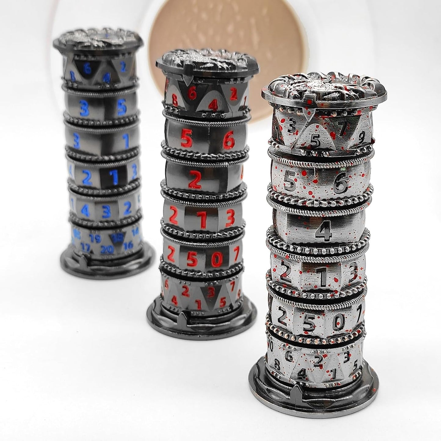 Pagoda Dice Spinner for Dungeons and Dragons,Metal D&D Unique Roulette Dice,D4 D6 D8 D10 D12 D20 D% for Dungeons and Dragons DND Gifts RPG Role Playing Gaming Dice(Blood)