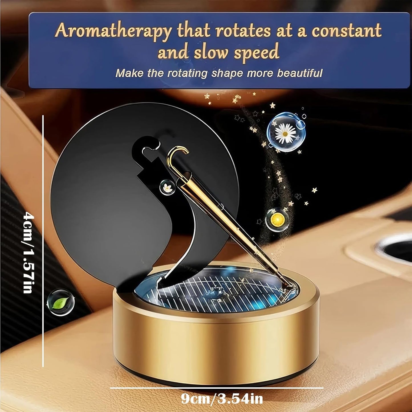 Car Aromatherapy, Rotating Umbrella Solar Car Aromatherapy Artwork, Car Aromatherapy Diffusers for Essential Oils,Smart Car Air Freshener, Car Diffuser Humidifier (Red)