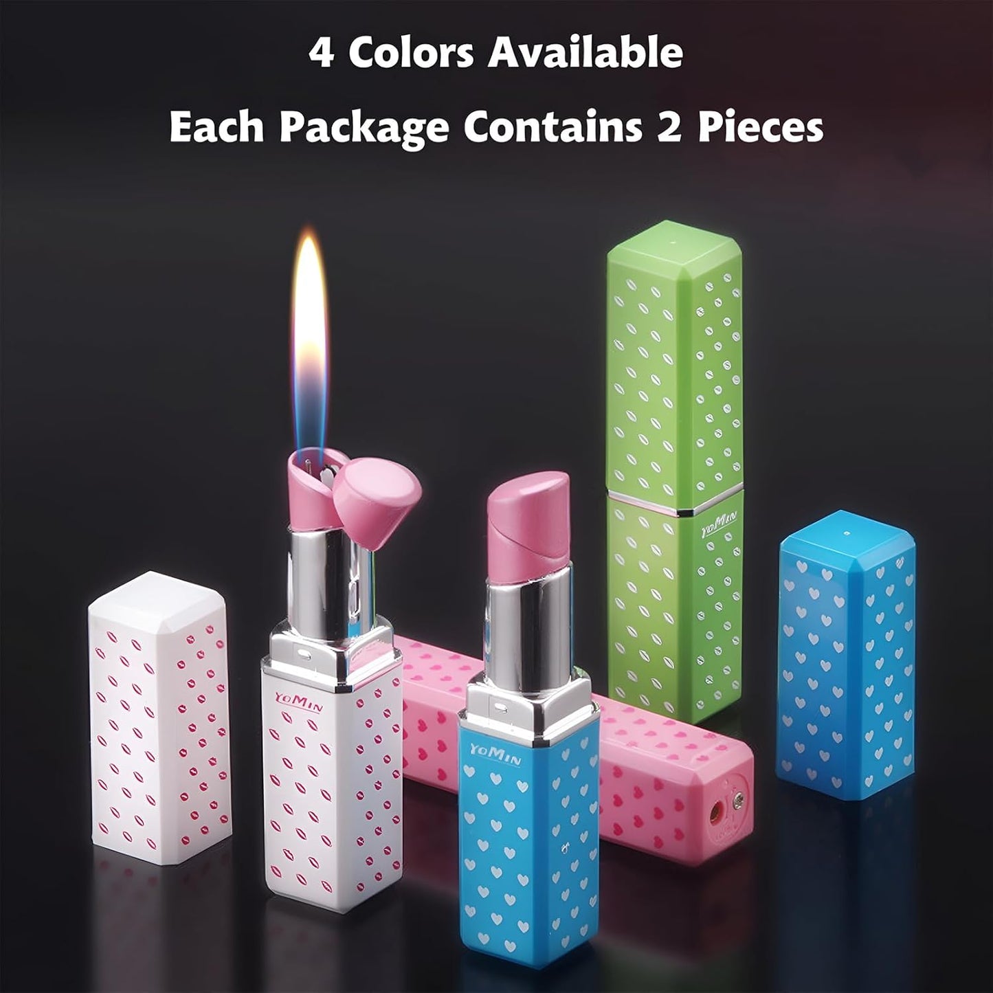 Cute Lipstick Lighter, 2 Pack Soft Flame Refillable Butane Lighter with Flame Adjustment Tool, Unique Torch Lighter Cool Lighters for Women,Girls, Birthday, Anniversary(Without Butane)-Red