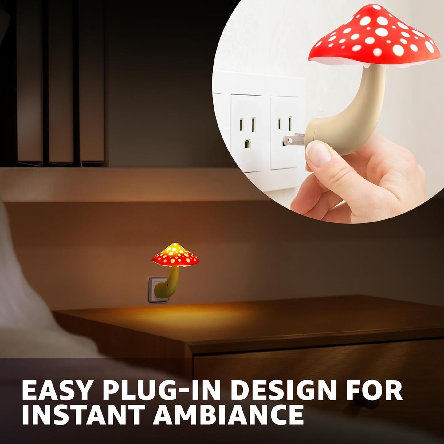 Mushroom Night Light Plug in - Manual Color Changing LED Mushroom Nightlight Wall Lamp - Whimsical Cute Red Fairy Unique Fun Cool Weird Hippie Shroom Stuff Ambient Decor Nursery Bed Gift Kids Adult