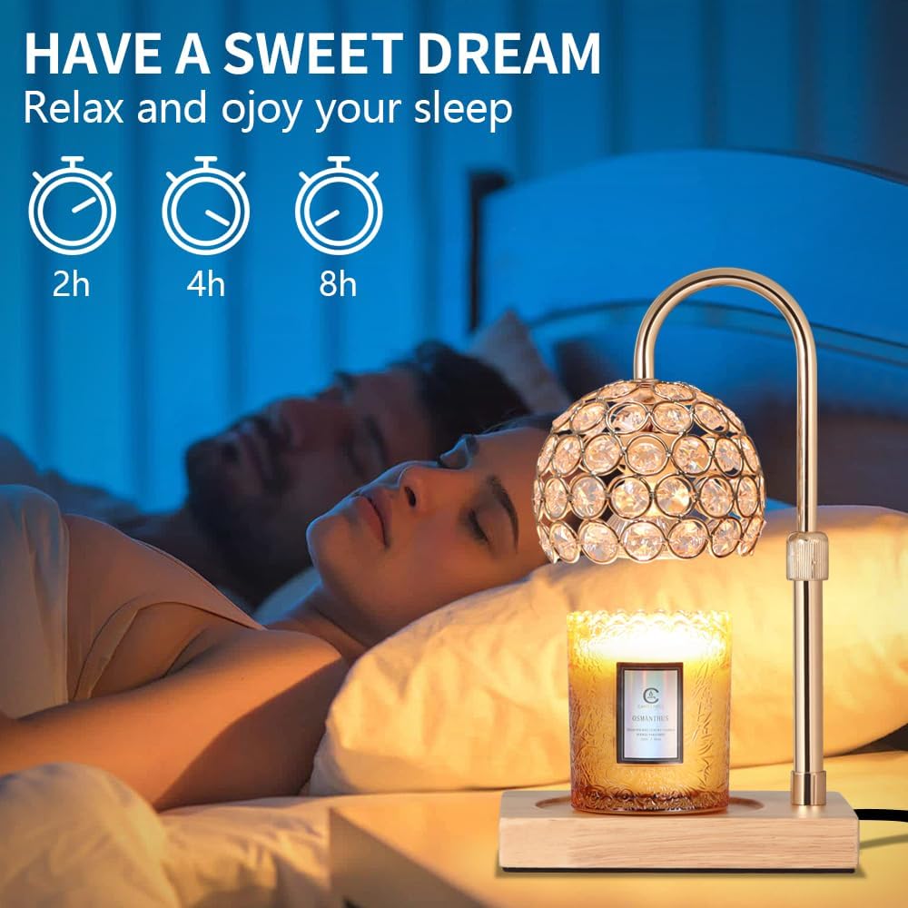 Dimmable Candle Warmer Lamp with Timer Adjustable Height Electric Wax Melt Warmer for Scented Jar Candles for Home Decor Christmas Birthday Gifts for Women Mom with 2 Bulbs