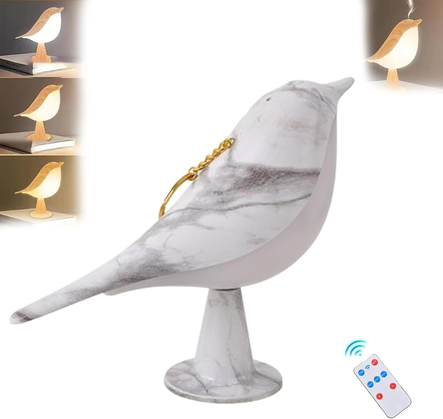 Grishay Aroma Lumibird, Sherum Aroma Lumibird, Rechargeable Fanyil Aroma Lumibird, 2 in 1 Aroma Lumibird Lamp Diffuser, 3 Color Temperature Small Bird Table Lamp with Touch Dimmer (Gold)