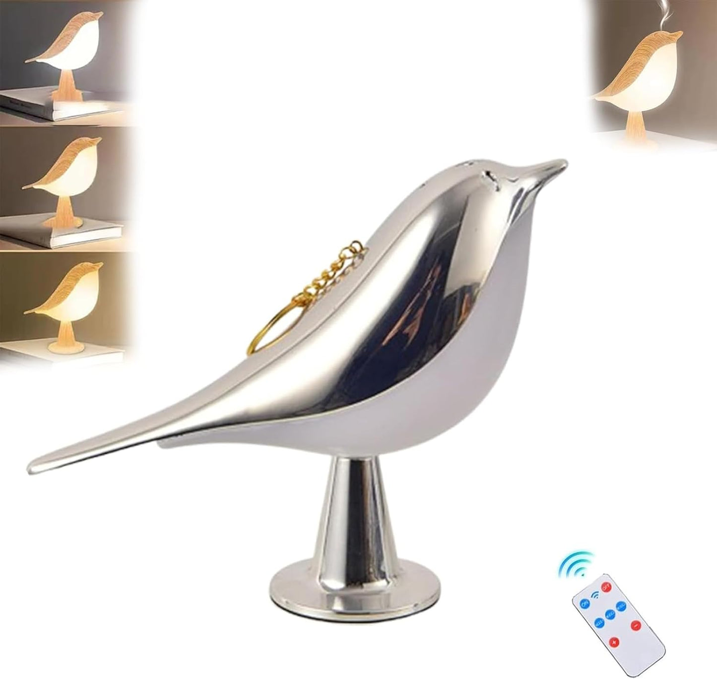 Grishay Aroma Lumibird, Sherum Aroma Lumibird, Rechargeable Fanyil Aroma Lumibird, 2 in 1 Aroma Lumibird Lamp Diffuser, 3 Color Temperature Small Bird Table Lamp with Touch Dimmer (Gold)