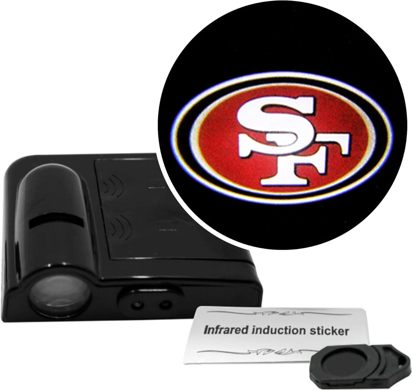 American Football Arizona Cardinals - Led Car Door Light - Wireless Led Projector with One Team Logo Slide - Compatible for Most Car Models - Battery-Operated, 2.5” X 2.5”