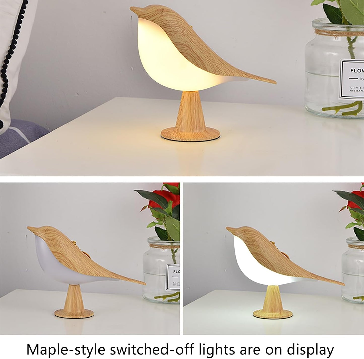 Grishay Aroma Lumibird, Sherum Aroma Lumibird, Rechargeable Fanyil Aroma Lumibird, 2 in 1 Aroma Lumibird Lamp Diffuser, 3 Color Temperature Small Bird Table Lamp with Touch Dimmer (Gold)