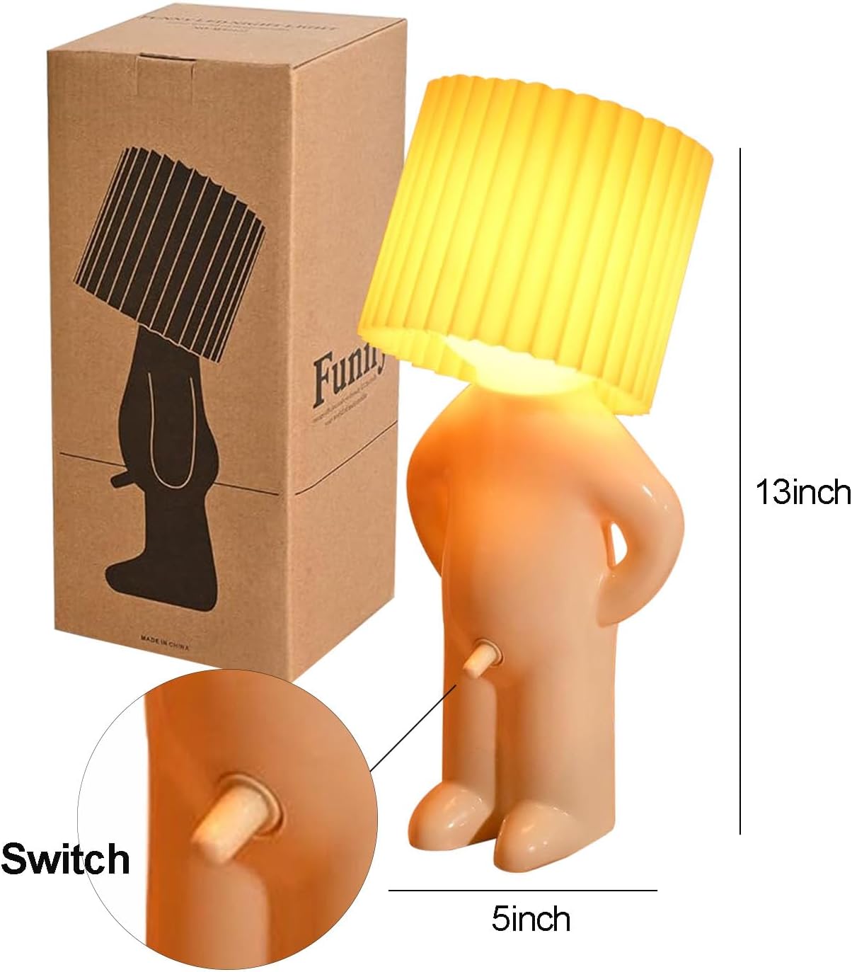 Shy Boy Table Lamp, Turn On/Off D*Ck Switch Bedside Lamp, Funny Night Light Sense of Humor White Elephant Gag Gift for Adults Women Wife Girlfriend Birthday Valentine Mother Day
