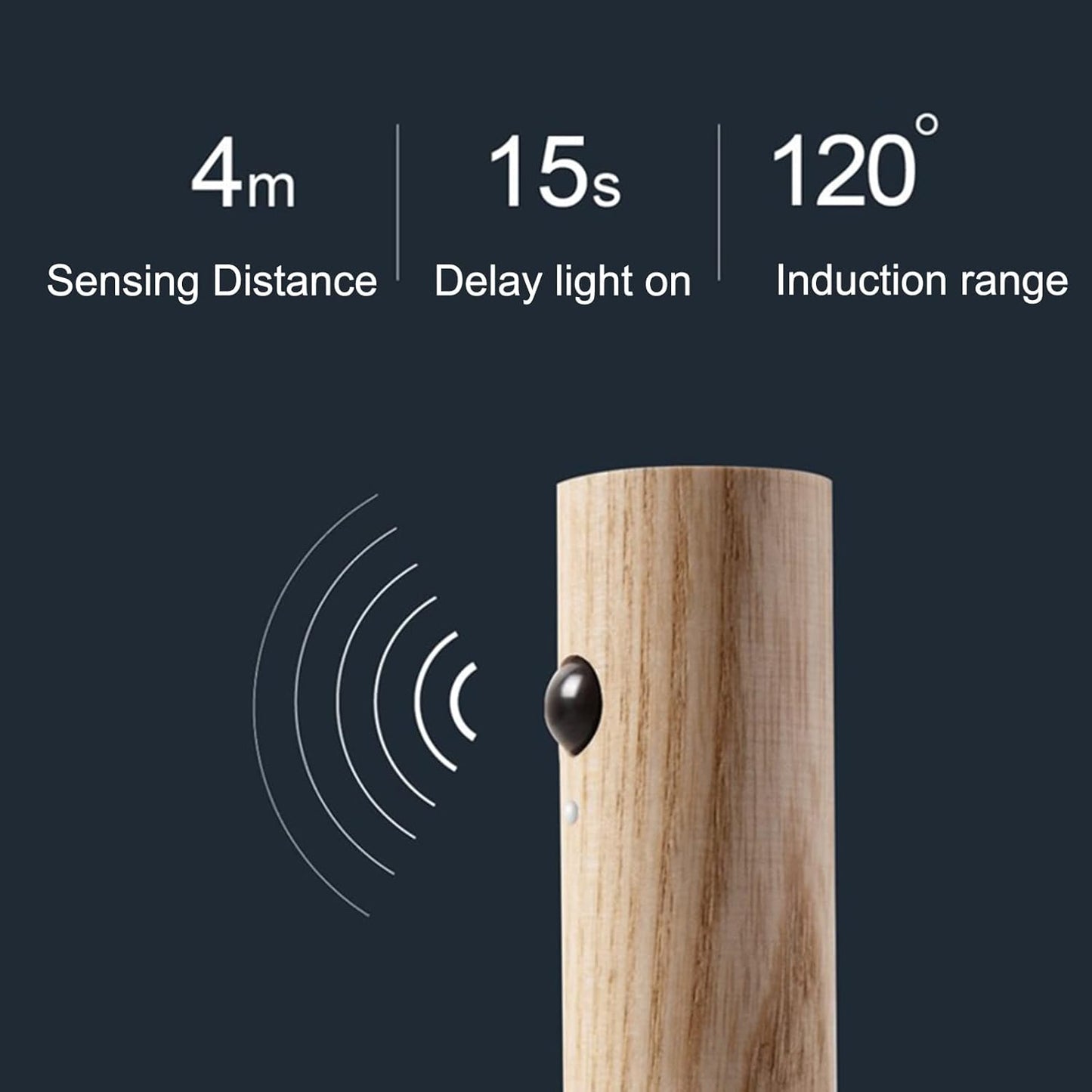 LED Baton Wall Light,Wooden Magnetic Light Rechargeable Wardrobes Light with Motion Sensor, 360°Rotatable Wall Lamp Portable Night Light for Cabinet,Walnut