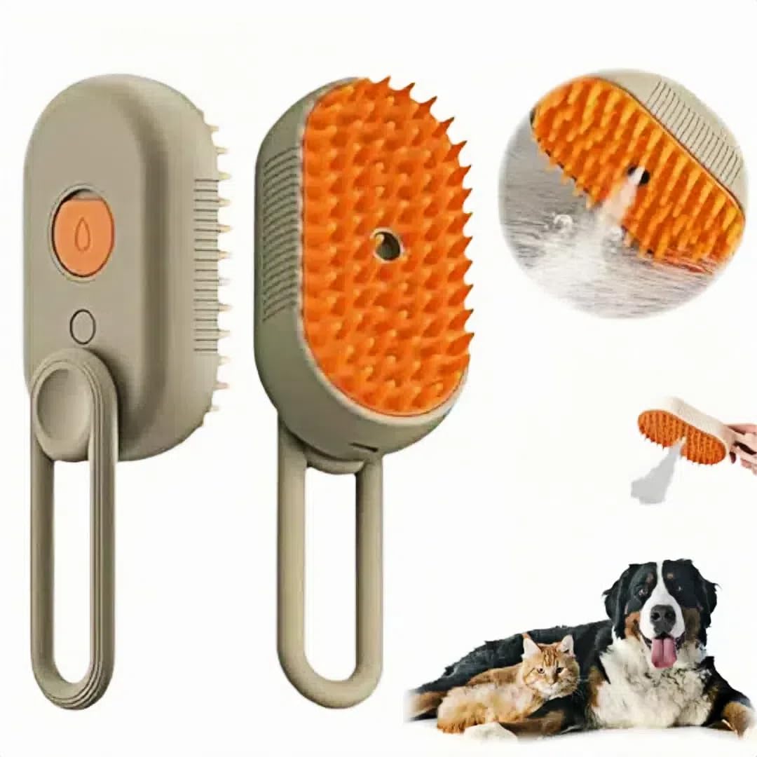 3-In-1 Self-Cleaning Steam Grooming Brush - Removes Loose Undercoat for Long & Short Haired Cats, Kittens