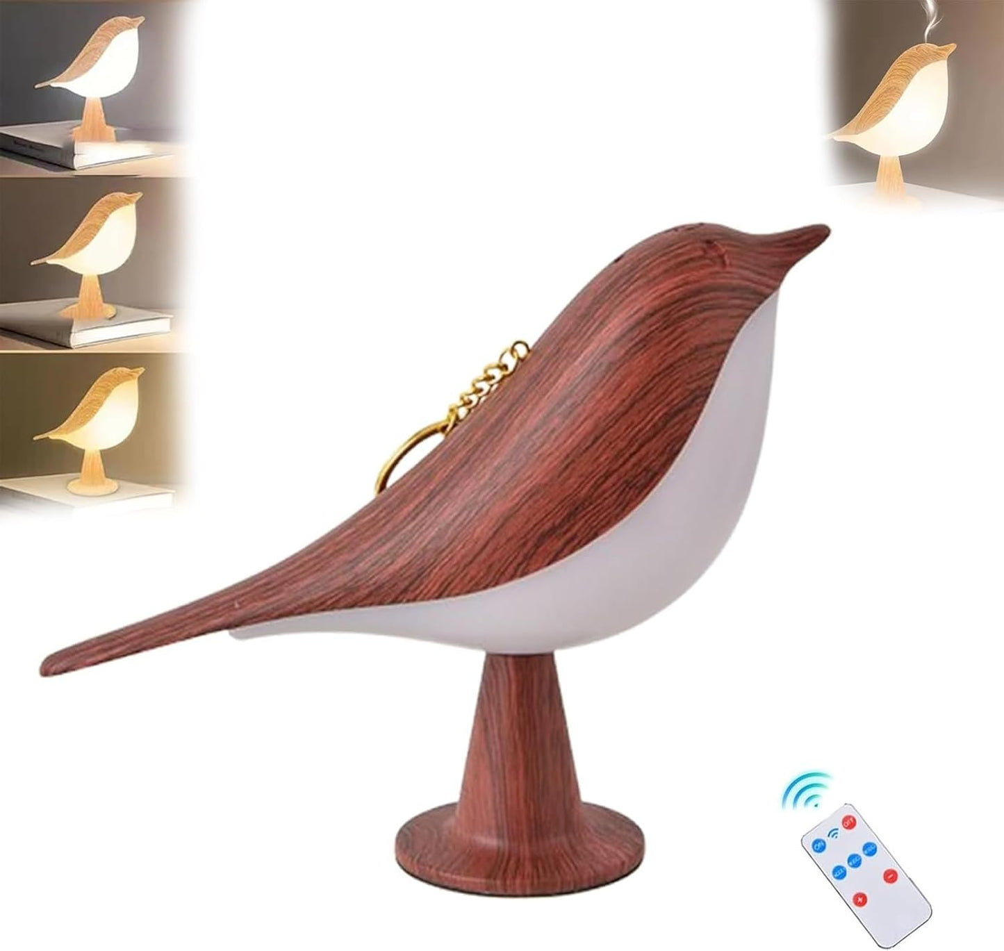 Grishay Aroma Lumibird, Sherum Aroma Lumibird, Rechargeable Fanyil Aroma Lumibird, 2 in 1 Aroma Lumibird Lamp Diffuser, 3 Color Temperature Small Bird Table Lamp with Touch Dimmer (Gold)