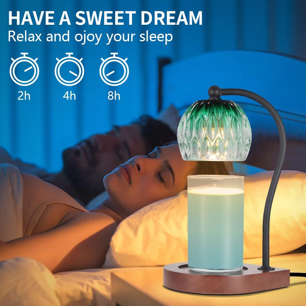 Dimmable Candle Warmer Lamp with Timer for Scented Jar Candles Electric Candle Wax Melt Warmer Suitable for Bedroom New Home Decor Christmas Birthday Gifts for Women Mom(With 2 Bulbs)