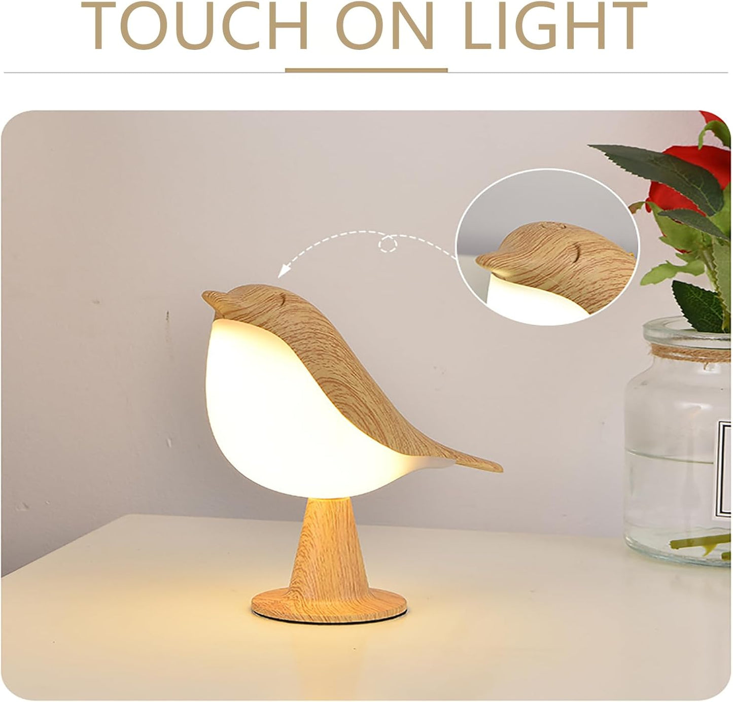 Grishay Aroma Lumibird, Sherum Aroma Lumibird, Rechargeable Fanyil Aroma Lumibird, 2 in 1 Aroma Lumibird Lamp Diffuser, 3 Color Temperature Small Bird Table Lamp with Touch Dimmer (Gold)