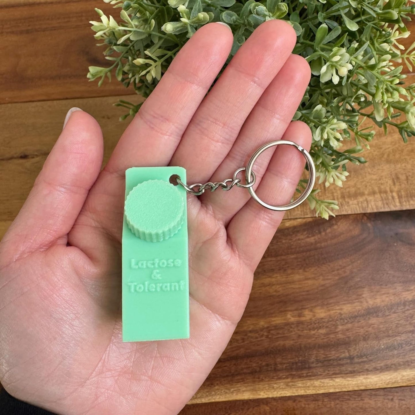 Lactose and Tolerant Pill Holder Milk Carton Keychain Backpack Purse Handbag (Mint Green)