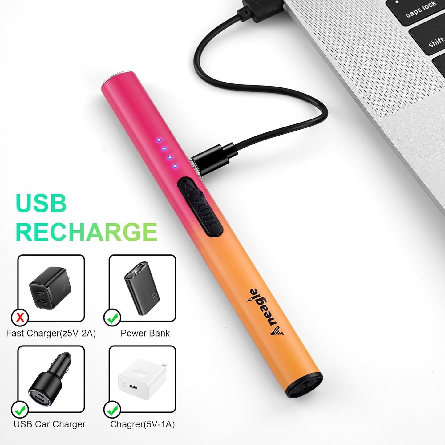 Electric Candle Lighter Upgraded USB Type C Rechargeable Candle Lighter Windproof Flameless Plasma and LED Battery Display Arc Safety Candle Lighter for Candle Grill Camping