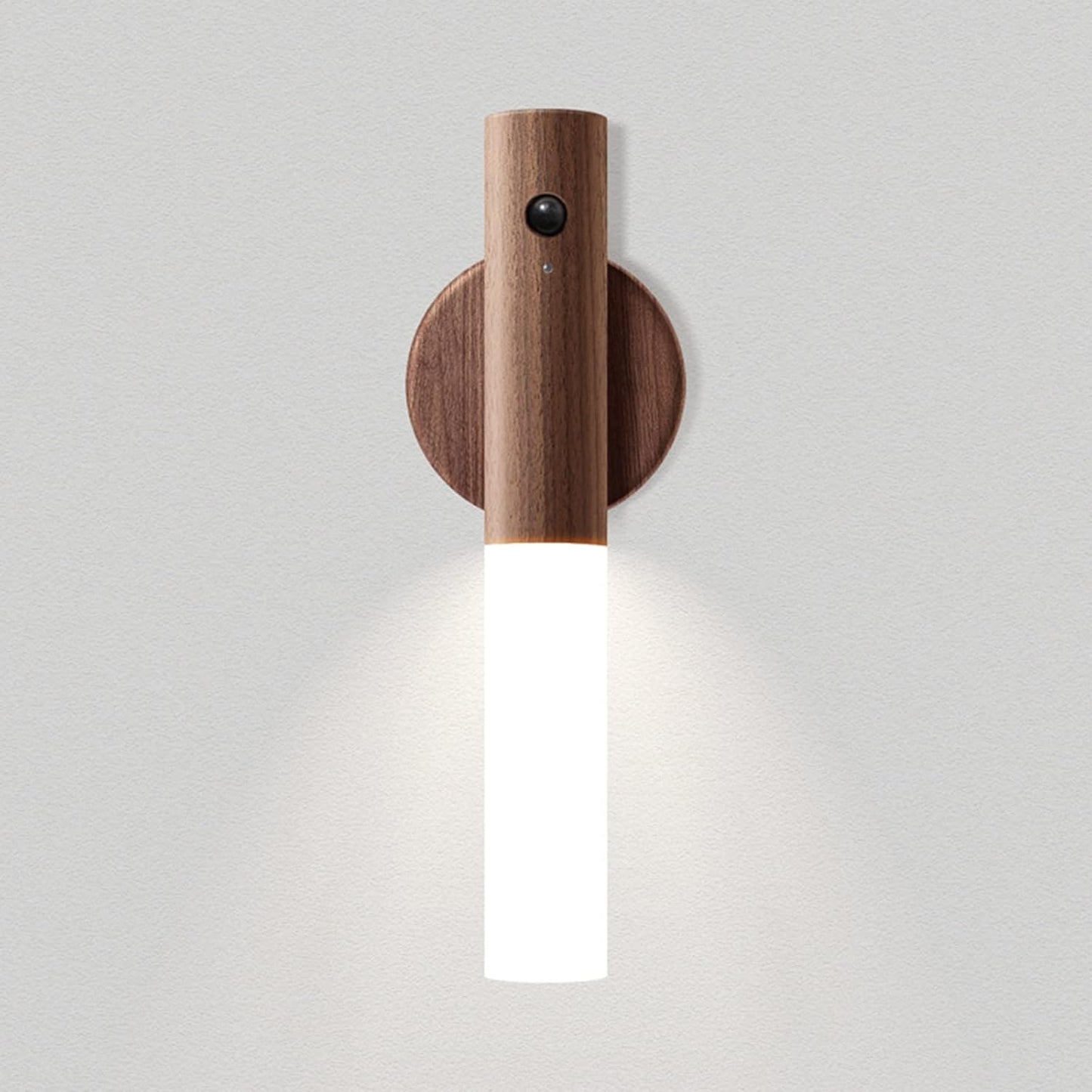 LED Baton Wall Light,Wooden Magnetic Light Rechargeable Wardrobes Light with Motion Sensor, 360°Rotatable Wall Lamp Portable Night Light for Cabinet,Walnut