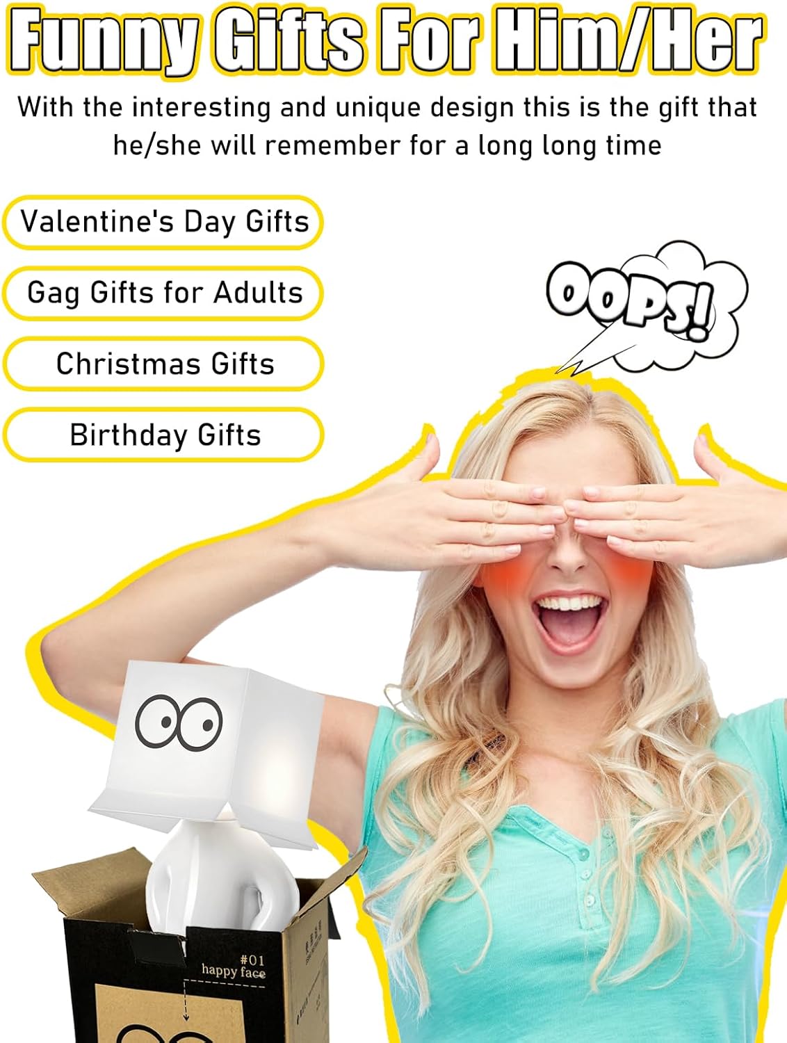 White Elephant Gifts for Adults, 2 Modes of Multi-Color Lighting and Fixed Lighting, Gag Gifts Funny Adult, Funny Christmas Gifts for Men Women Boyfriend Girlfriend, Valentines