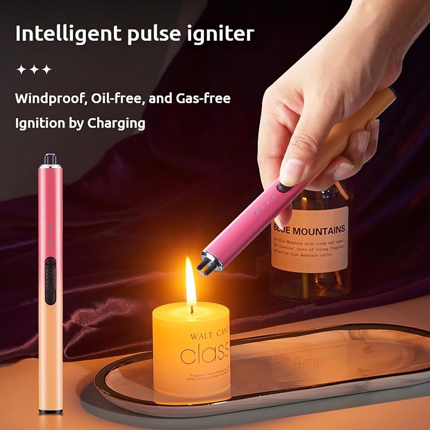 Rechargeable Electric Candle Lighter - Windproof Plasma Arc Lighter, Flameless USB Lighter, Cool Electric Lighters, Unique for Women, Great for Candles, BBQ, Camping & Home Use