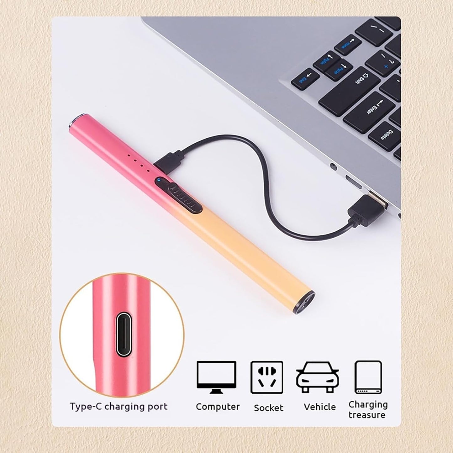 Rechargeable Electric Candle Lighter - Windproof Plasma Arc Lighter, Flameless USB Lighter, Cool Electric Lighters, Unique for Women, Great for Candles, BBQ, Camping & Home Use
