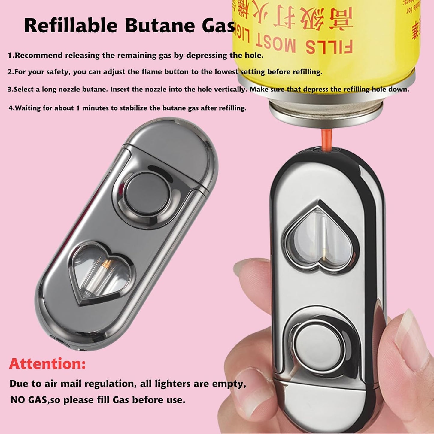 Torch Lighter, Dual Flame Lighter with 6Pcs Flint Stone, Windproof Lighter with Visible Gas Window, Cool Adjustable Soft Flame and Jet Flame 2 In1,Refillable Butane Lighter for Outdoor Indoor-Gradient