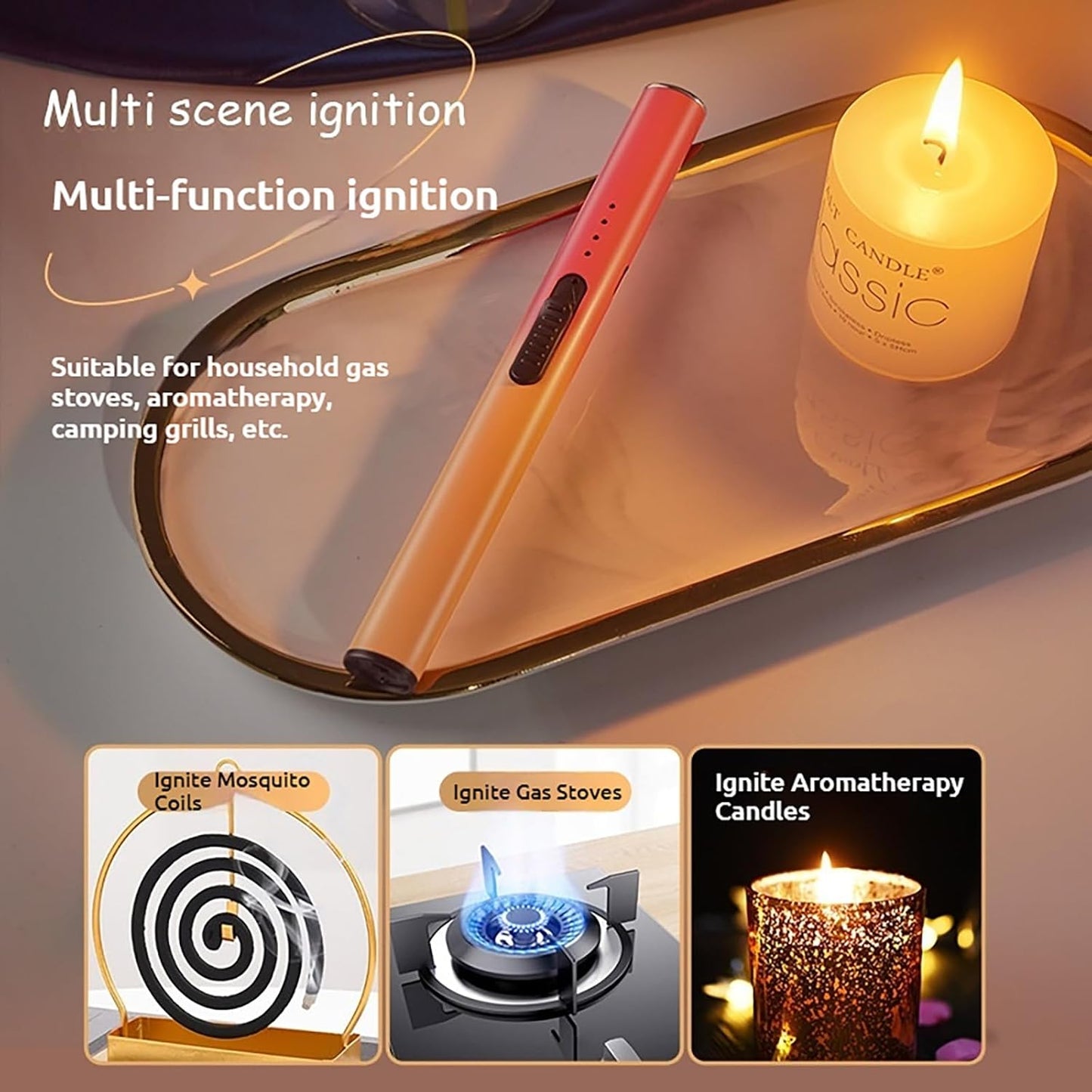 Rechargeable Electric Candle Lighter - Windproof Plasma Arc Lighter, Flameless USB Lighter, Cool Electric Lighters, Unique for Women, Great for Candles, BBQ, Camping & Home Use