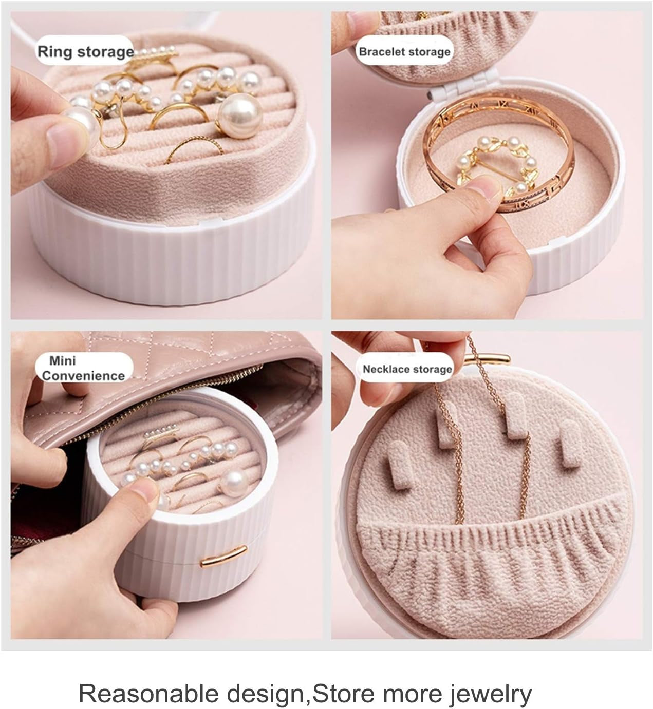 Small Jewelry Box, Macaron Portable Jewelry Box, Travel Jewelry Box, Used to Store Earrings, Necklaces, Bracelets, Rings. Suitable for Travel or Family Use. (White)