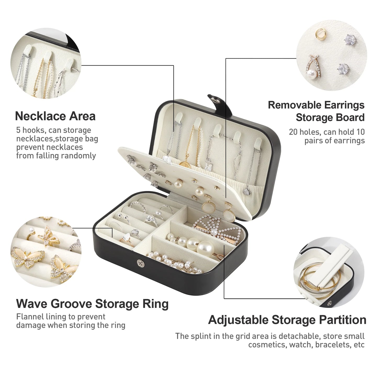 Portable Jewelry Box for Women Girls Double Layer Display Storage Organizer Earrings Ring Necklace Leather Travel Jewelry Case