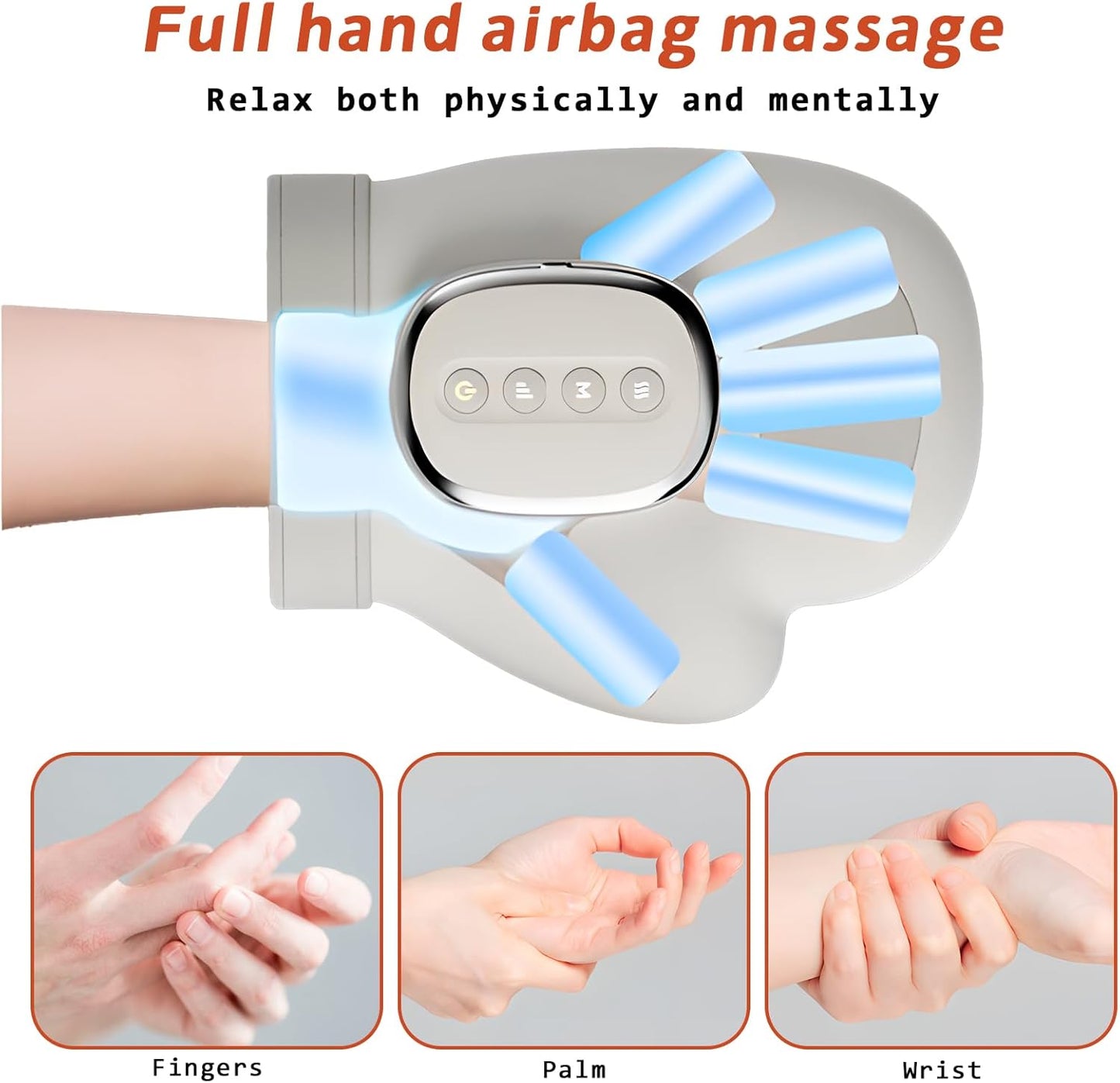 Hand Massager with Heat and Compression, Cordless Hand Massager with 3 Heat Levels & 5 Compression Massage Modes, Pressure Therapy for Arthritis and Carpal Tunnel Pain Relief, Gifts for Women Men