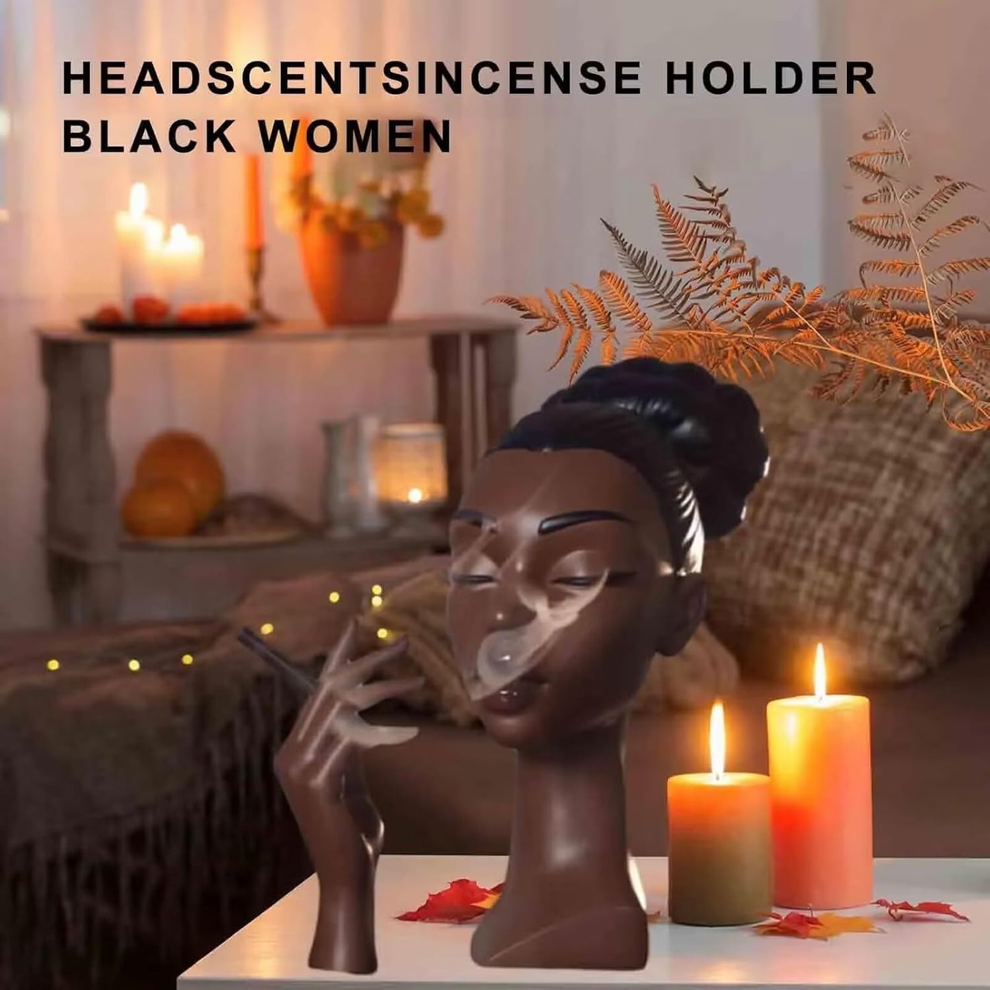 Headscents Black Woman Incense Burner - Solange Design, Headscents Waterfall Incense Holder, Face Head Room Decor, for Home Decor and Relaxation (HH01-2)