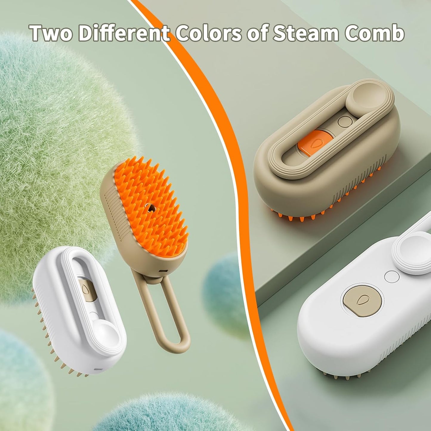 3-In-1 Self-Cleaning Steam Grooming Brush - Removes Loose Undercoat for Long & Short Haired Cats, Kittens