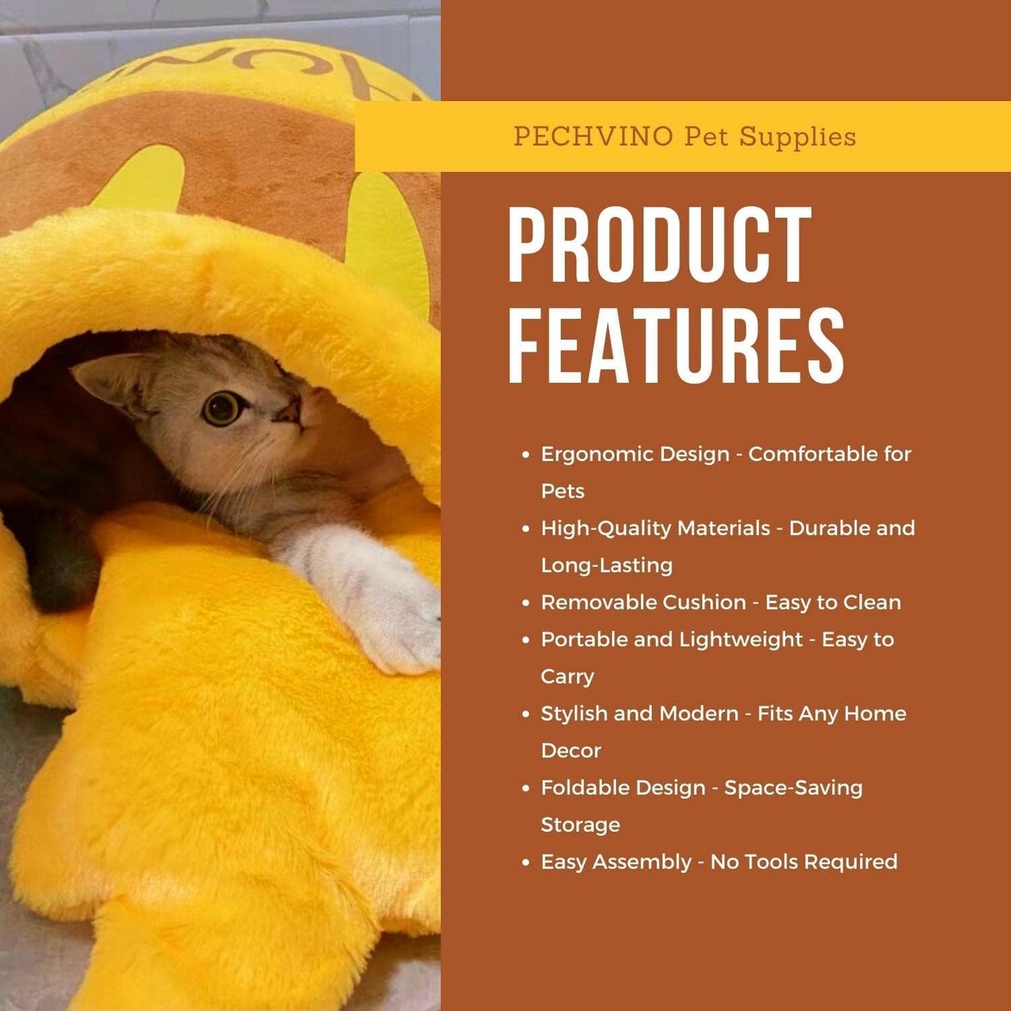 Honey Pot Cat Bed - Comfortable Memory Foam Pet Furniture with Removable Cushion - Stylish and Washable Cat Bed for Small Cats and Breeds