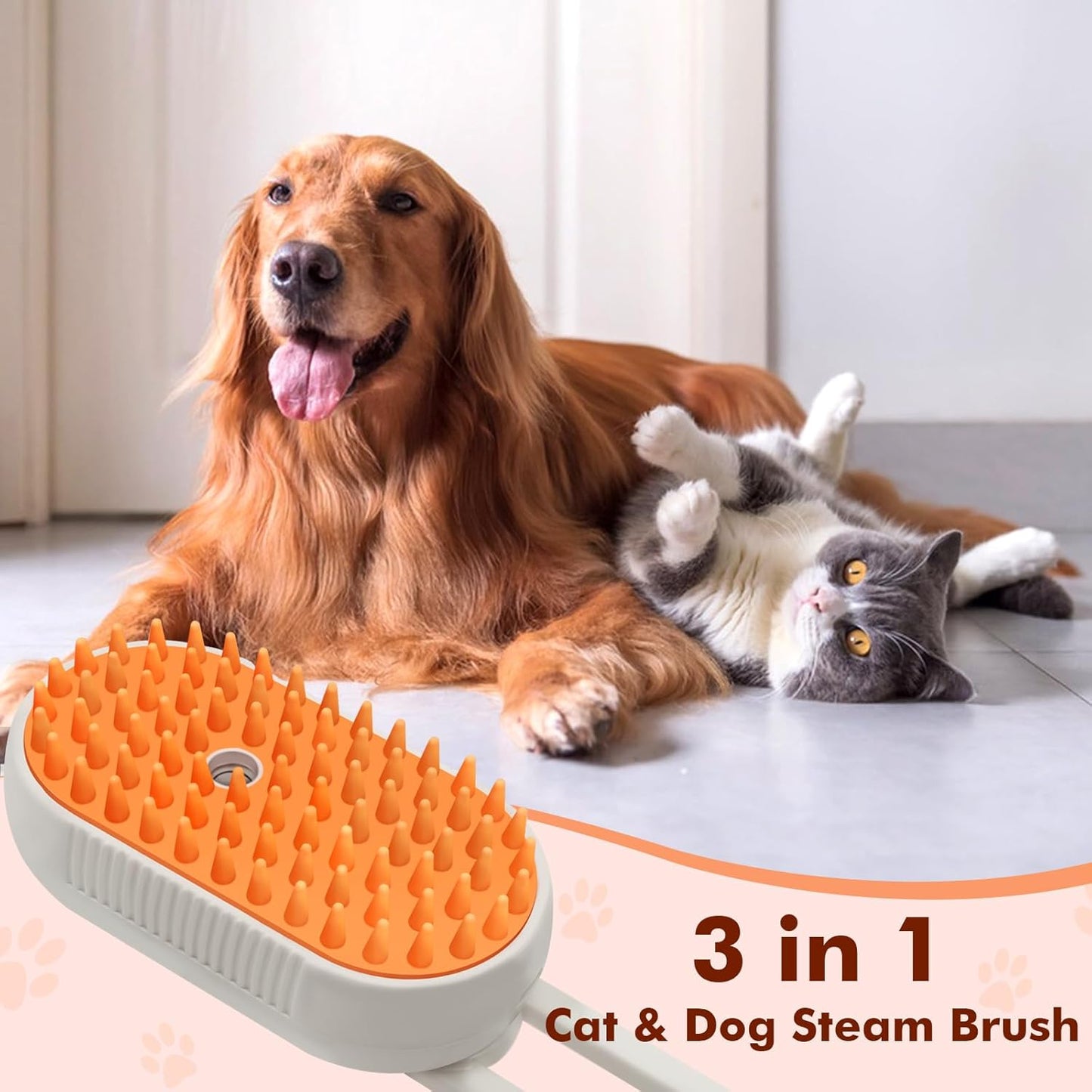 Cloud Care Cat Brush, Cat Steam Brush for Shedding, 3-In-1 Self-Cleaning Pet Steam Brush with 360° Rotating Arm for Long and Short Hair Cats and Dogs Grooming Supplies